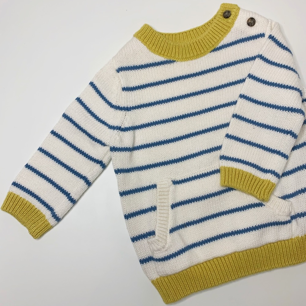 3M Carters Striped Mustard & Blue Knit Sweater